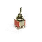 Red Toggle Switch DPTT, PCB mount (On/Off/On)